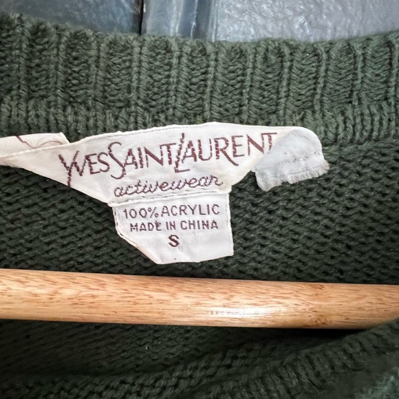 Vintage VTG YSL Yves Saint Laurent Green Sweater - Picture 4 of 4